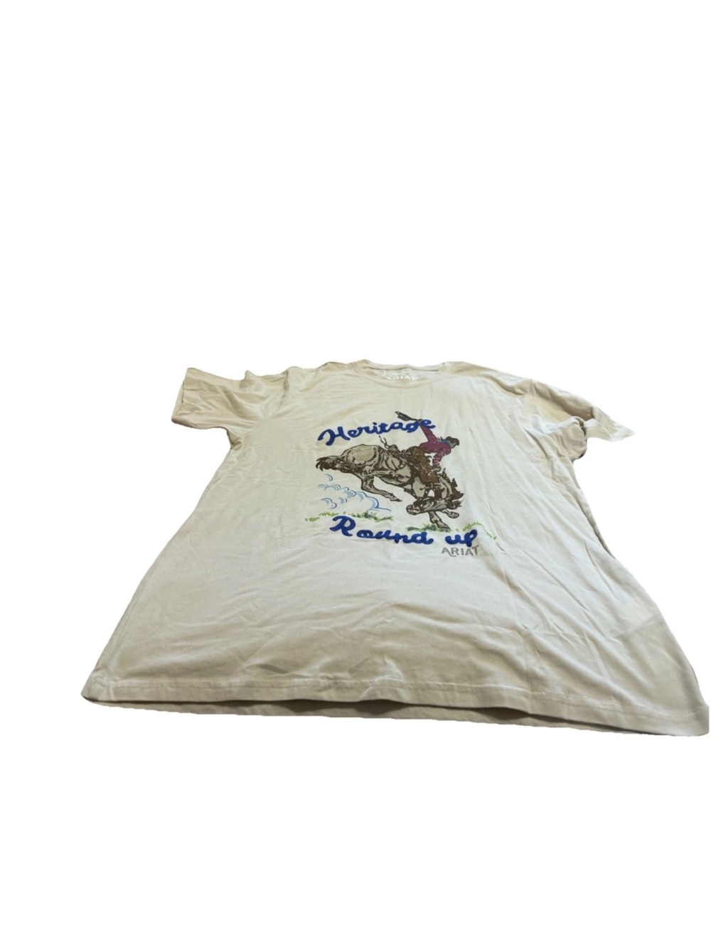 Ariat Heritage Women’s Cream White Boyfriend Fit Short Sleeve Shirt! Large